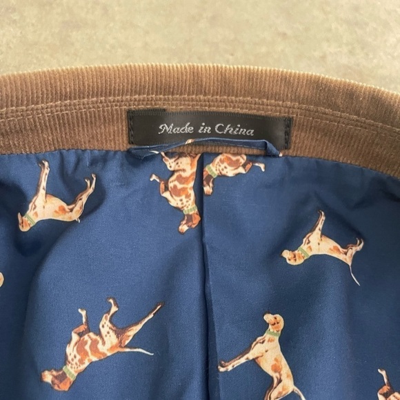Lauren Ralph Lauren corduroy brown dog print elbow patch blazer sport coat 48R - Picture 6 of 8